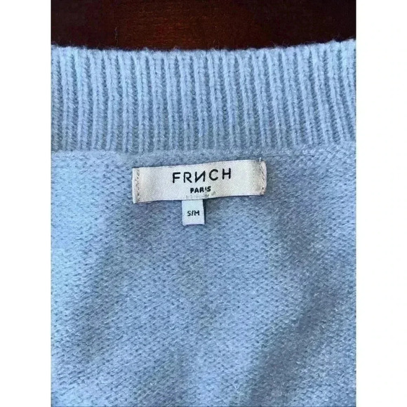 FRNCH From Paris Oversized Knitted Blue White Cardigan Size Small Medium - Picture 3 of 8